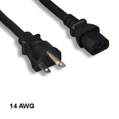 Cable de alimentación de CA negro de 6 ft NEMA 6-15P a IEC-60320 C13 14AWG 15A/250V SJT